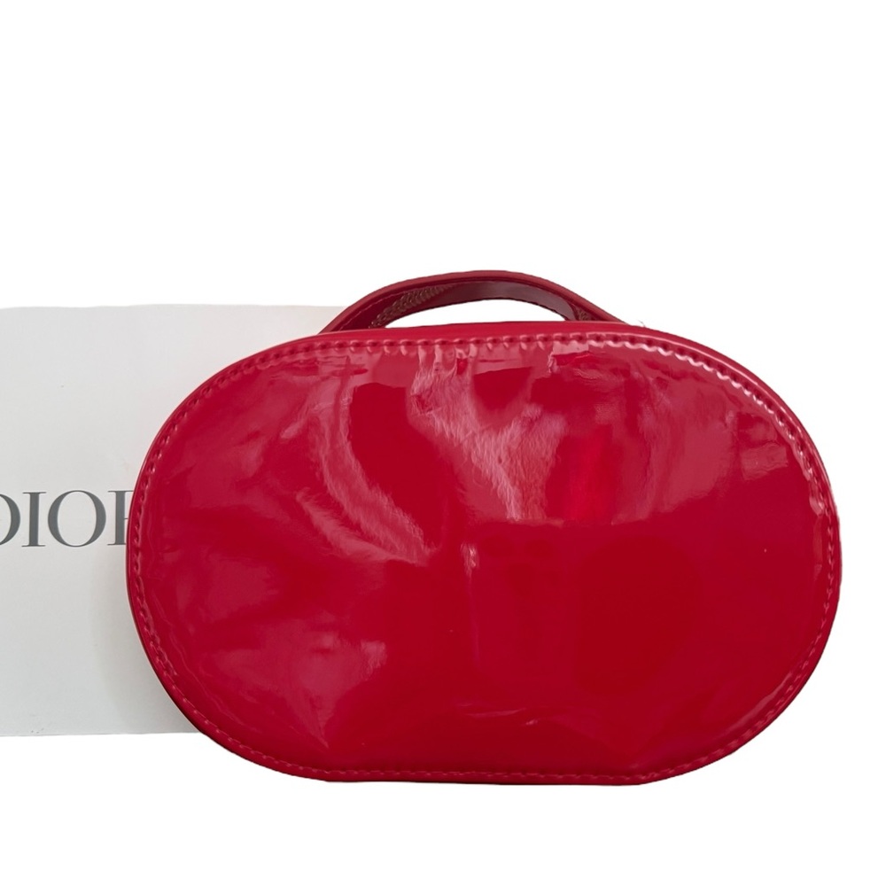 CHRISTIAN DIOR PARFUMS / DIOR BEAUTY Glossy Red Oval Novelty Pouch NIB❤️✨ - Picture 4 of 12